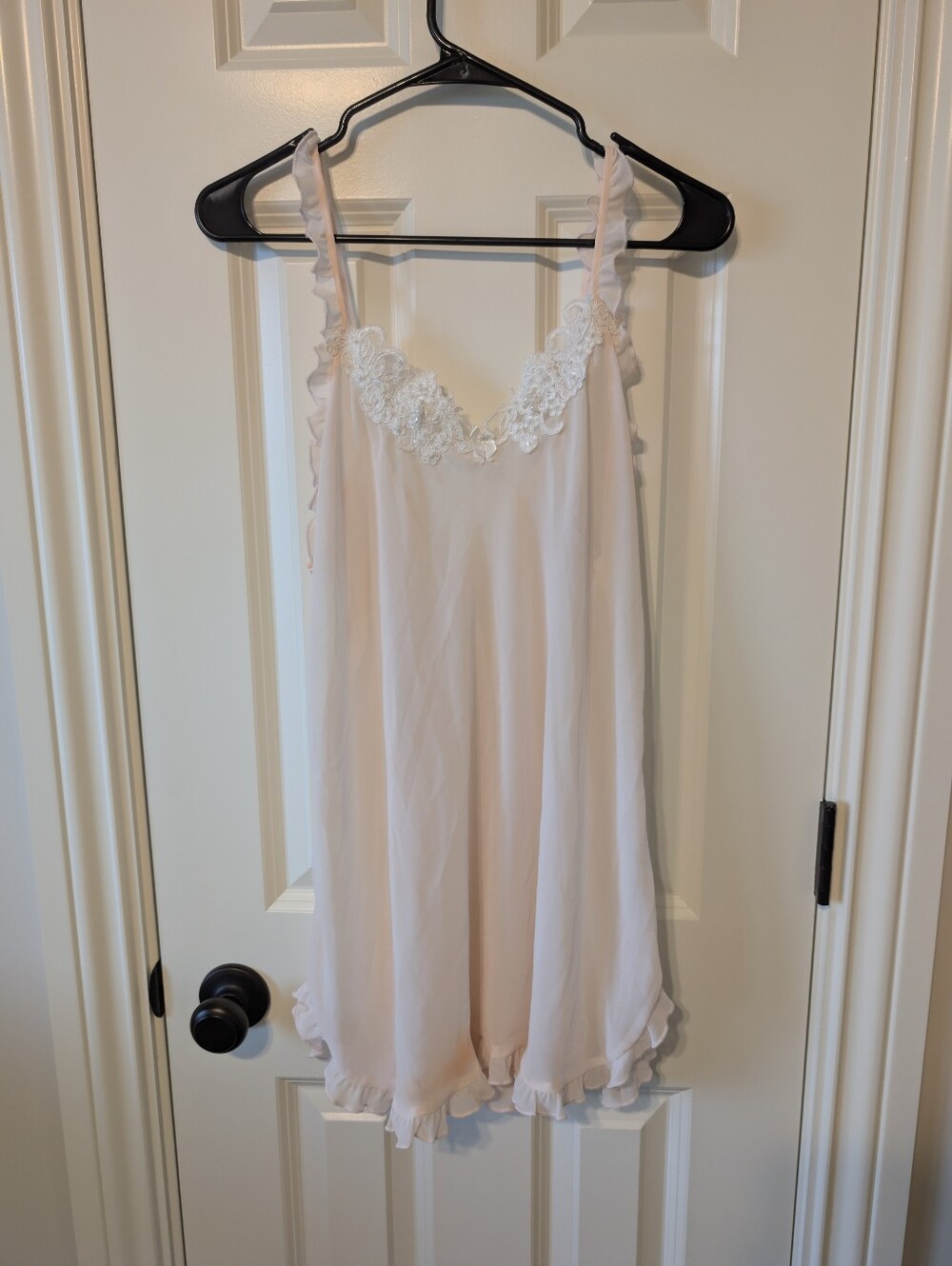 Private Luxuries Vintage Blush Pink Lace Babydoll Nightgown Slip